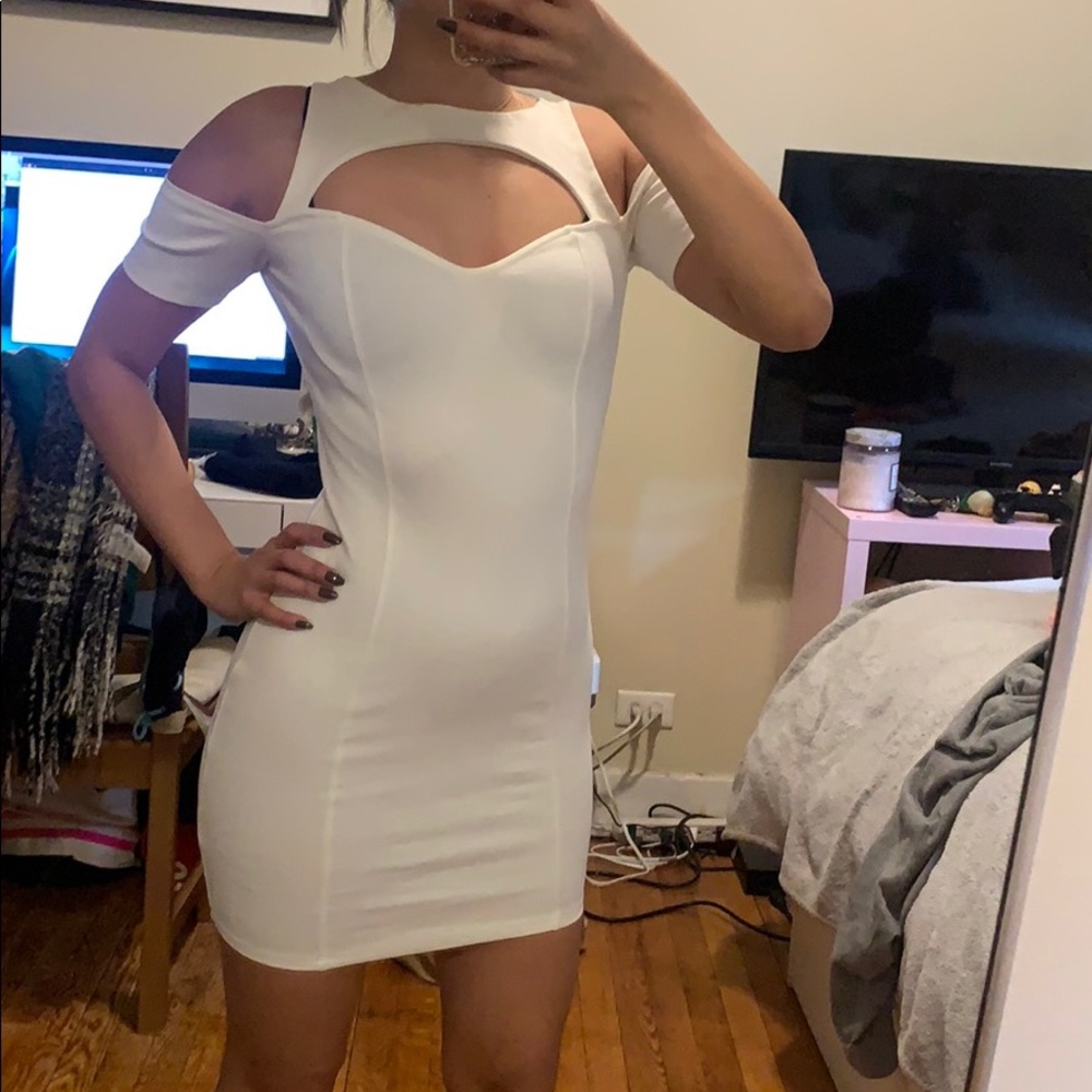 Nasty Gal white cutout bandage backless dress xs